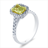 1.47ct.tw. Diamond Ring. Radiant Fancy Yellow 1.02ct GIA Certified 14KWY DKR003309